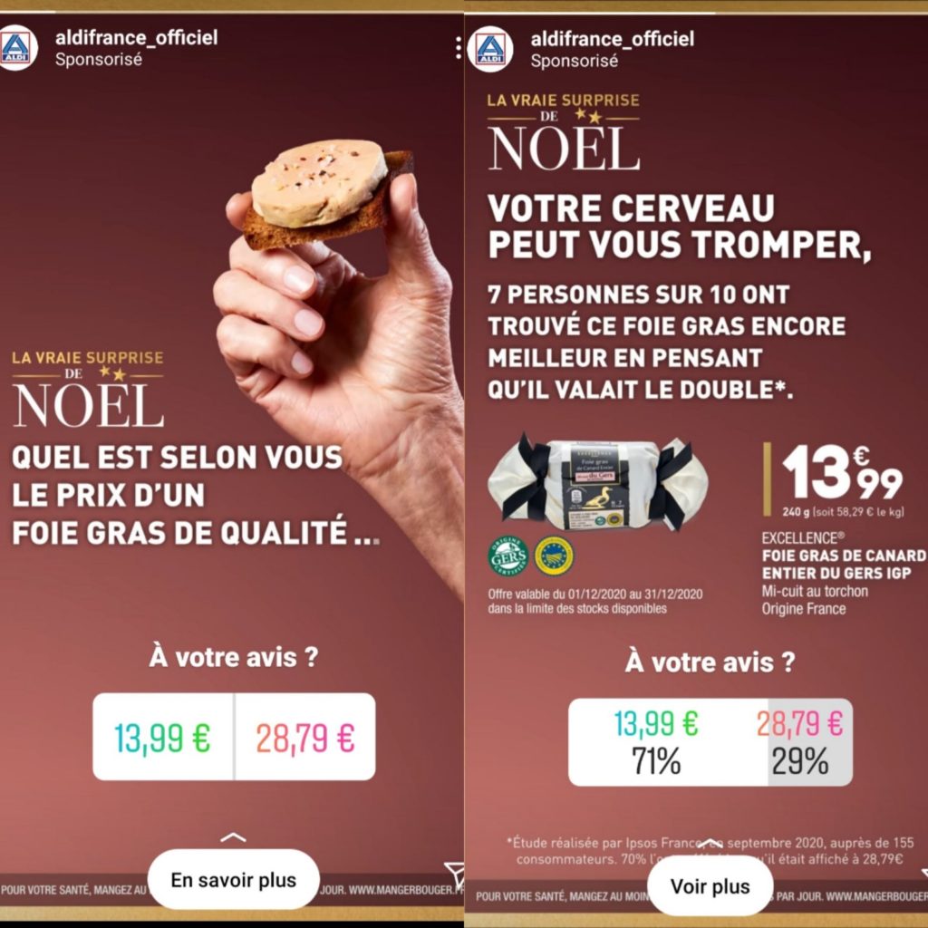 campagne publicité Instagram Aldi sur les prix