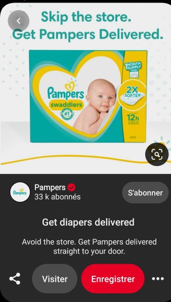 livraison Pampers via Pinterest